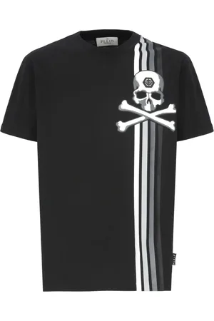 Philipp Plein Top, Herre, Sort, M, Bomuld, Sort T-shirt med Crew Neck
