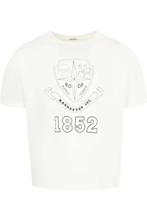 BODE Top, Herre, Hvid, M, Grafisk Print T-shirt med Crew Neck