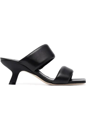 vic matiè Sko, Dame, Sort, 37 1/2 EU, Læder, Sort Læder Mid-Hæl Casual Sandaler