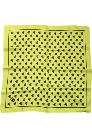 Dolce & Gabbana Tilbehør, Dame, Gul, ONE SIZE, Gul Hearts Silke Bandana Tørklæde