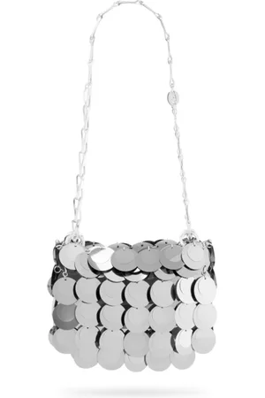 Paco rabanne Taske, Dame, Grå, ONE SIZE, Uld, Sparkle Nano Pochette Skuldertaske