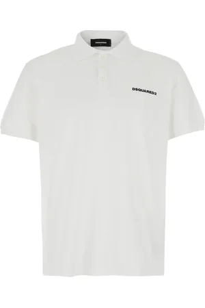Dsquared2 Top, Herre, Hvid, M, Bomuld, Hvid Polo Skjorte Logo Bogstaver