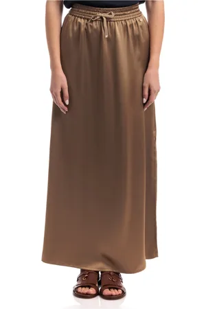HERNO Nederdel, Dame, Brun, XS, Satin, Afslappet Satin Nederdel