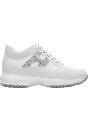 Hogan Sko, Dame, Hvid, 35 EU, Hvide Sneakers med Rhinestone Detalje