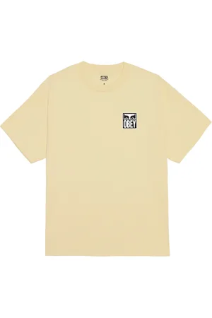 Obey Top, Herre, Gul, XL, Bomuld, Øjne Ikon T-shirt med Bagtryk
