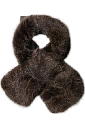 Dolce & Gabbana Tilbehør, Dame, Brun, ONE SIZE, Brun vaskebjørnspels halsvarmer tørklæde