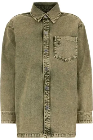 Ami Bluser & Skjorter, Dame, Grøn, M, Denim, Oversize Army Denim Skjorte
