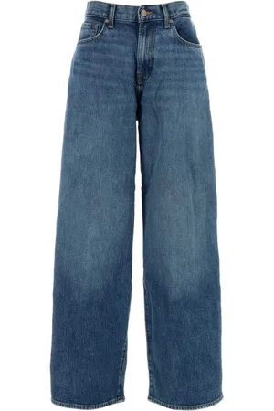 7 for all Mankind Jeans, Dame, Blå, W28, Denim, Wide-leg Stretch Denim Jasper Jeans