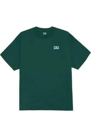 Obey Top, Herre, Grøn, M, Bomuld, Øjne Tee med Side Logo Print