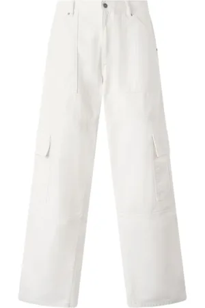 Roberto Cavalli Bukser, Herre, Hvid, W36, Python Print Wide Leg Pants