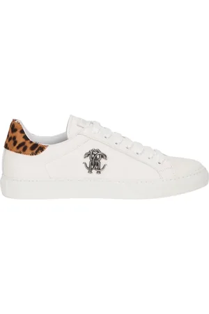 Roberto Cavalli Sko, Herre, Hvid, 44 EU, Læder, Sneakers med Jaguar Skin Indsæt