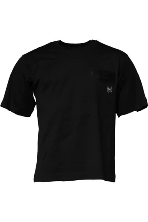 Dolce & Gabbana Top, Herre, Sort, S, Bomuld, Sort Logo Patch Bomuld Crew Neck T-shirt