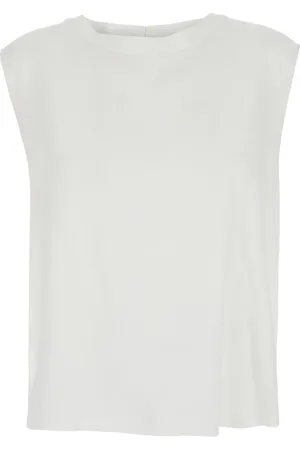 MOMONÍ Top, Dame, Hvid, S, Linned, Hvid Linned T-shirt med Tåreåbning