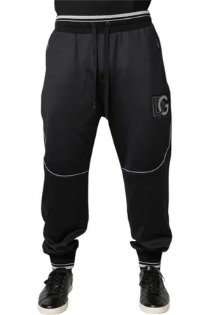 Dolce & Gabbana Bukser, Herre, Sort, 2XL, Polyester, Sort Logo Jogger Bukser Polyester