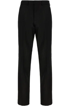 Fendi Bukser, Herre, Sort, 2XL, Uld, Rette uldblandingsbukser