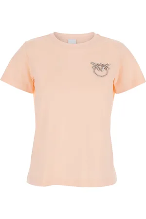 Pinko Top, Dame, Lyserød, L, Bomuld, Logo Jersey T-shirt Kollektion