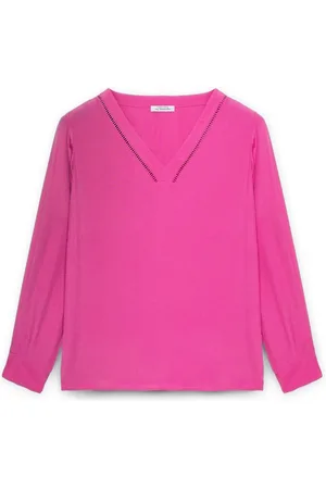 Fiorella rubino Bluser & Skjorter, Dame, Lyserød, 5XL, Bluse med V-udskæring i Lenzing™ Ecovero™ Viskose