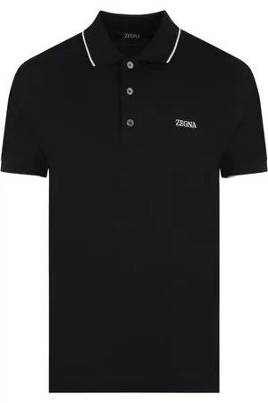Ermenegildo Zegna Top, Herre, Sort, S, Bomuld, Sort Polo Skjorte med Logo Broderi
