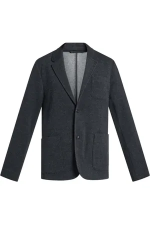 Michael Kors Jakke, Herre, Grå, XL, Bomuld, Strikkede grå blazer med knaplukning