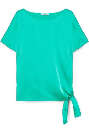 Fiorella rubino Bluser & Skjorter, Dame, Grøn, 4XL, Bluse med Lenzing™ Ecovero™ Viskose med knude