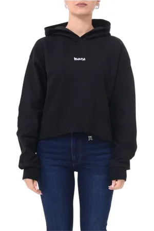 DISCLAIMER Sweathshirts & Hoodies, Dame, Sort, XS, Uld, Stilfuld hættetrøje med logoprint