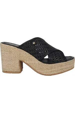 Pikolinos Sko, Dame, Sort, 39 EU, Læder, Sort højhælet sandal San Juan