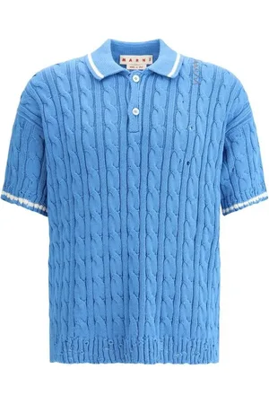 Marni Top, Herre, Blå, L, Bomuld, Polo Sweater med Ribkant