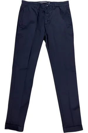 HARMONT&BLAINE Bukser, Herre, Blå, XL, Bomuld, Chino slim fit bukser i mørkeblå stræk bomuld - Italien, 46