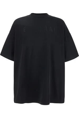 FEAR OF GOD Top, Herre, Sort, L, Bomuld, Sort Crewneck T-shirt med Logo Patch