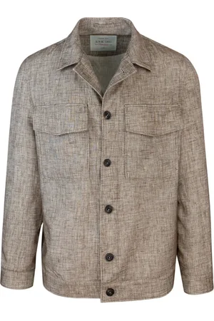 Lubiam Jakke, Herre, Brun, XL, Bomuld, Brun Overshirt med Brystlommer