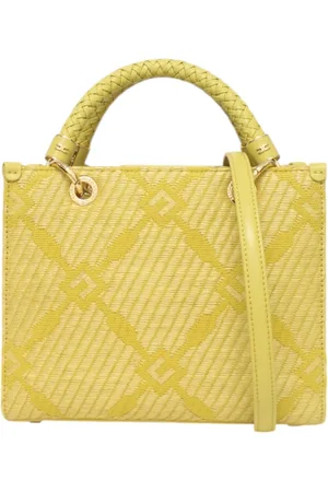 Elisabetta Franchi Taske, Dame, Gul, ONE SIZE, Læder, Imiteret lædertaske med gentaget frontlogo