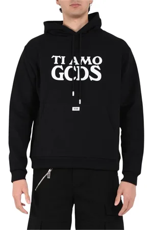 GCDS Sweathshirts & Hoodies, Herre, Sort, XL, Bomuld, Hættetrøjer med snøre og lomme