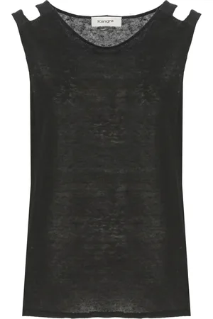 KANGRA CASHMERE Top, Dame, Sort, XS, Linned, Sort Cashmere Linned Ærmeløs Top