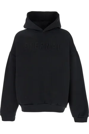 FEAR OF GOD Sweathshirts & Hoodies, Herre, Sort, M, Bomuld, Sort Logo Patch Hættetrøje Bomuldsblanding
