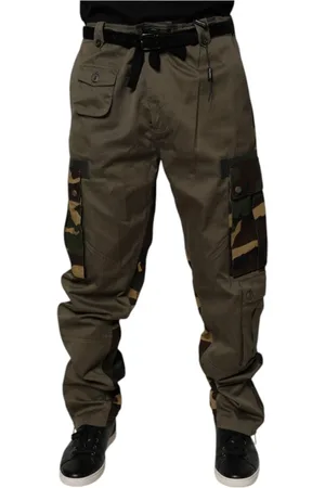 Dolce & Gabbana Bukser, Herre, Grøn, 2XL, Multifarvet Patchwork Camouflage Cargo Bukser