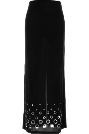Paco rabanne Nederdel, Dame, Sort, XS, Sort Stretch Cupro Nederdel