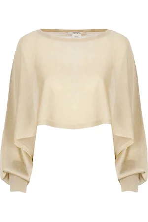 KANGRA CASHMERE Strik, Dame, Gul, S, Cashmere, Gylden Cashmere Bluse med Lurex Detaljer