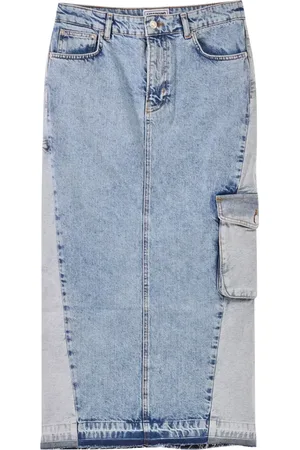 Moschino Nederdel, Dame, Blå, W28, Denim, Cargo Denim Nederdel