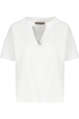 D.EXTERIOR Bluser & Skjorter, Dame, Hvid, S, Bomuld, Hvid Bomuldspolo med V-hals