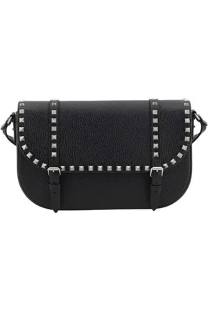VALENTINO GARAVANI Taske, Herre, Sort, ONE SIZE, Læder, Studded Læder Messenger Taske