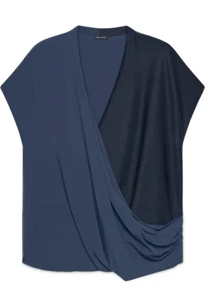 Fiorella rubino Bluser & Skjorter, Dame, Blå, 7XL, Polyester, Bluse med krydset i Ecovero™ Viskose