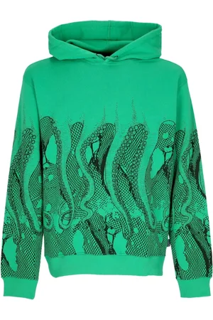 Octopus Sweathshirts & Hoodies, Herre, Grøn, XS, Bomuld, Grøn Fishnet Hoodie Letvægts Sweatshirt
