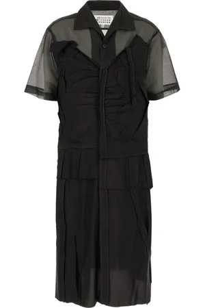 Maison Margiela Kjole, Dame, Sort, XS, Uld, Elegant Skjortekjole