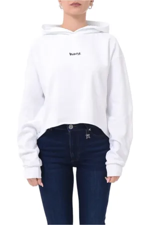 DISCLAIMER Sweathshirts & Hoodies, Dame, Hvid, M, Uld, Stilfuld hættetrøje med logoprint