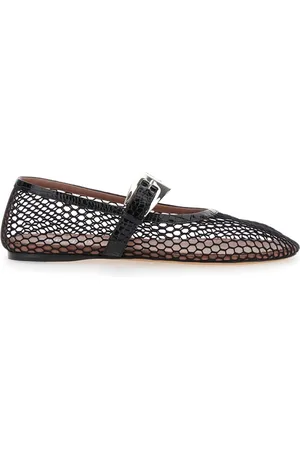 PARIS TEXAS Sko, Dame, Sort, 39 EU, Sort Ballet Flat Mesh-Præget Croco