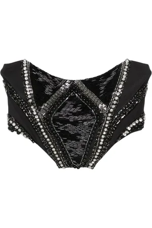 Patrizia Pepe Top, Dame, Sort, S, Tyl, Sort Mesh Top med Pynt