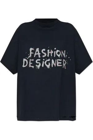 Balenciaga Top, Dame, Sort, XL, Bomuld, T-shirt med vintageeffekt