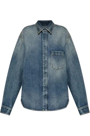 Balenciaga Bluser & Skjorter, Dame, Blå, M, Denim, Denim skjorte med vintage effekt