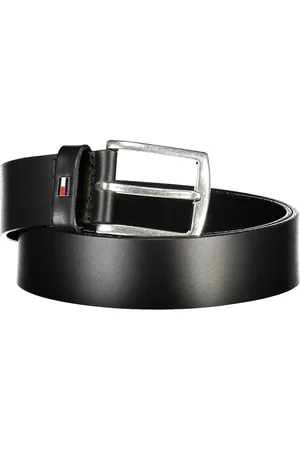 Tommy Hilfiger Tilbehør, Herre, Sort, 90 CM, Læder, Læderbælte Metal Logo Sort Mænd