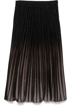DKNY Nederdel, Dame, Sort, M, Polyester, Grå Plisseret Folie Nederdel